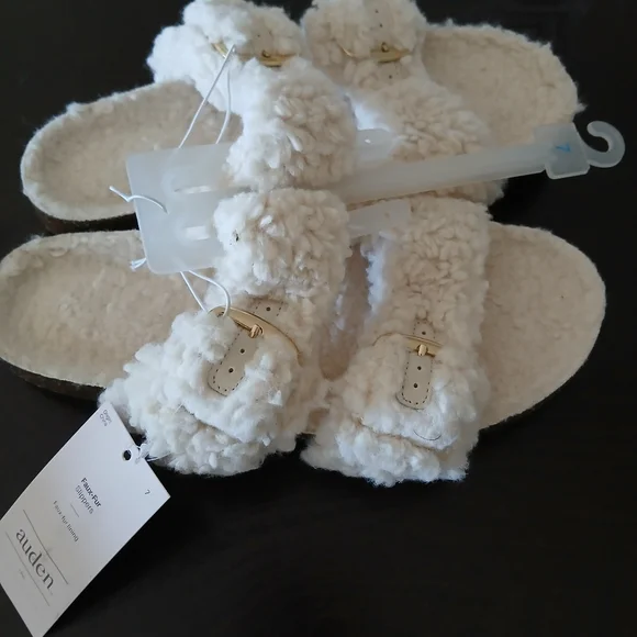 Auden Women's Jane Cream Two Band Buckle Slide Slippers Size 7 - Picture 10 of 12